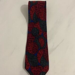 Vintage Balmain classic corpcore burgundy/green abstract silk necktie